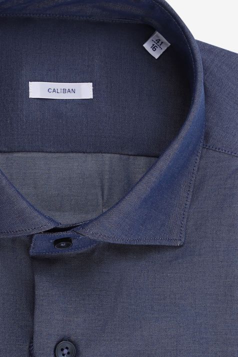 Men's Shirt Caliban Slim Plain 100% cotton collar French Long sleeve