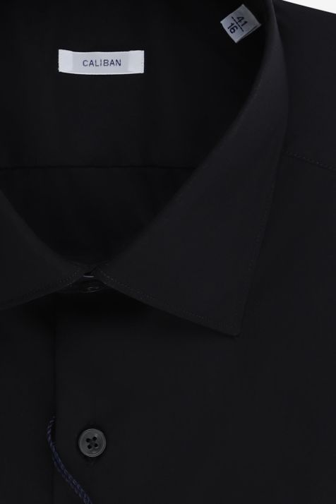 Hemd Herren Caliban Regular Einfarbig 70 % Baumwolle, 27 % Polyamid, 3 % Elastan kragen Italienisch Lange Ärmel