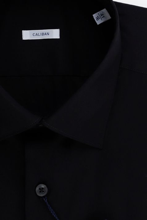 Men's Shirt Caliban Slim Plain 70% cotton 27% pa 3% ea collar Italian Long sleeve