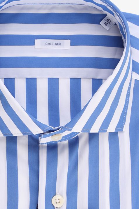 Men's Shirt Caliban Slim Stripe 70% cotton 3% elastan 27% pa collar French Long sleeve