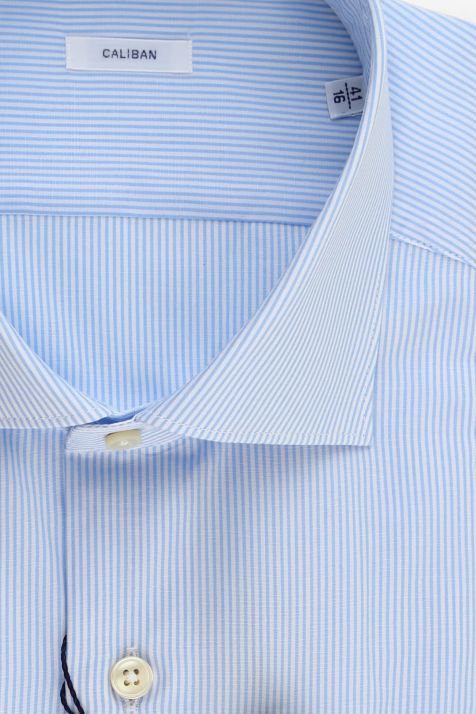 Men's Shirt Caliban Regular Stripe 100% cotton collar French Long sleeve