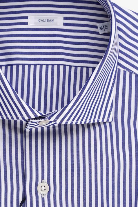 Men's Shirt Caliban Regular Stripe 100% cotton collar French Long sleeve