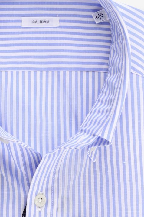 Men's Shirt Caliban Regular Stripe 100% cotton collar Button down Long sleeve
