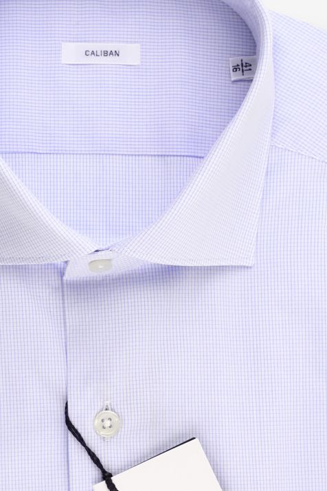 Men's Shirt Caliban Regular Check 100% cotton collar French Long sleeve