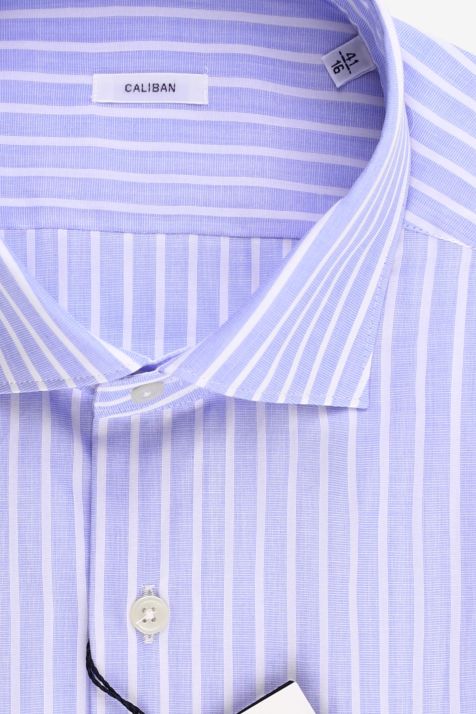Men's Shirt Caliban Regular Stripe 100% cotton collar French Long sleeve