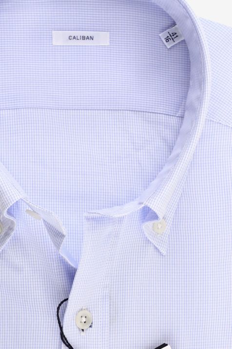 Men's Shirt Caliban Regular Check 100% cotton collar Button down Long sleeve