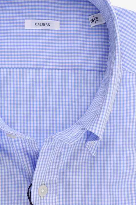 Men's Shirt Caliban Regular Check 100% cotton collar Button down Long sleeve