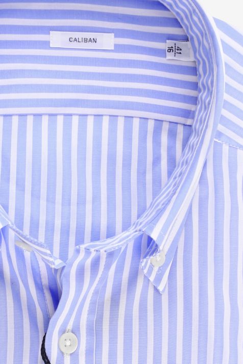 Camisa Hombre Caliban Regular Rayas 100% algodón cuello Abotonado Manga larga