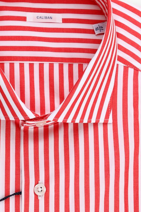 Chemise Homme Caliban Regular Rayures 100% coton col Italien Manche longue