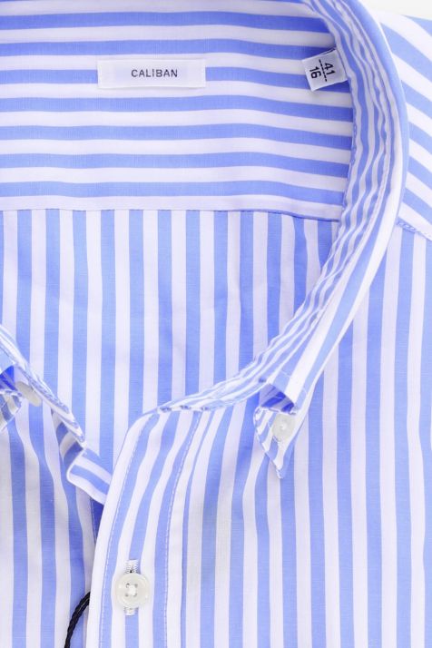 Chemise Homme Caliban Regular Rayures 100% coton col Boutonné Manche longue