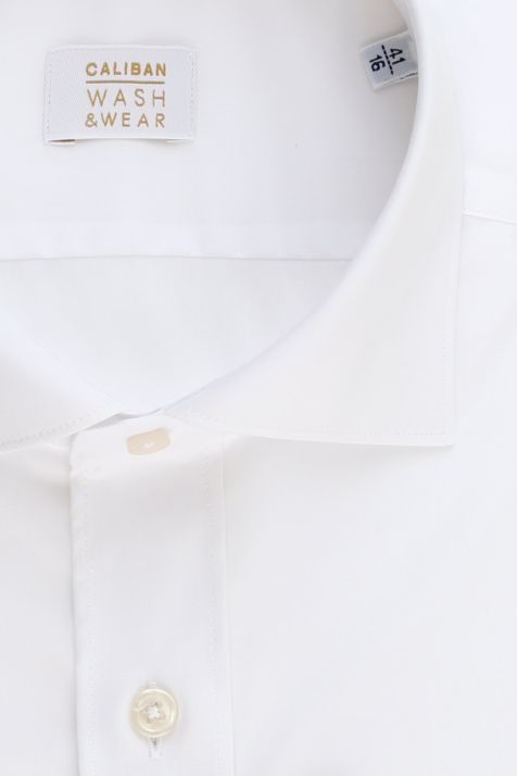 Men's Shirt Caliban Regular Not Iron Plain 97% cotton 3% Dow XLA collar French Long sleeve