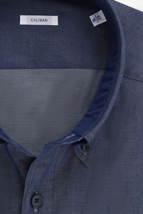 Hemd Herren Caliban Regular Einfarbig 100% Baumwolle kragen Button-Down Lange Ärmel