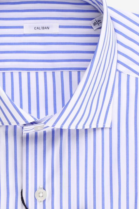 Men's Shirt Caliban Regular Stripe 100% cotton collar French Long sleeve