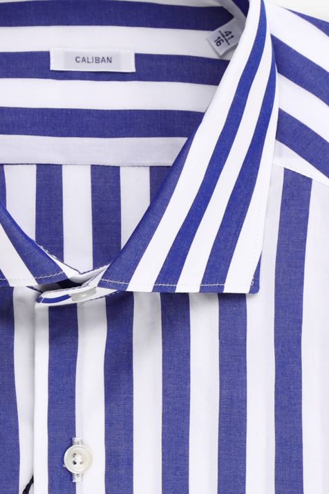 Men's Shirt Caliban Regular Stripe 100% cotton collar French Long sleeve