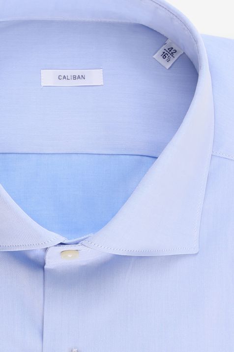 Camisa Hombre Caliban Regular Lisa 100% algodón cuello Francés Manga larga