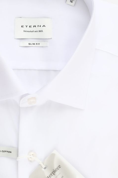 Hemd Herren Eterna Slim Bügelfreie Einfarbig 100% Baumwolle kragen Französisch Lange Ärmel