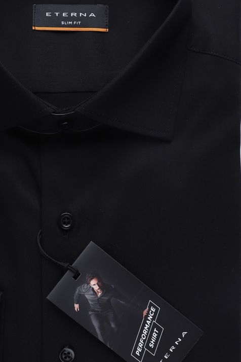 Hemd Herren Eterna Slim Bügelfreie Einfarbig 70% Lyocell, 26% Polyamid, 4% Elasthan kragen Französisch Lange Ärmel