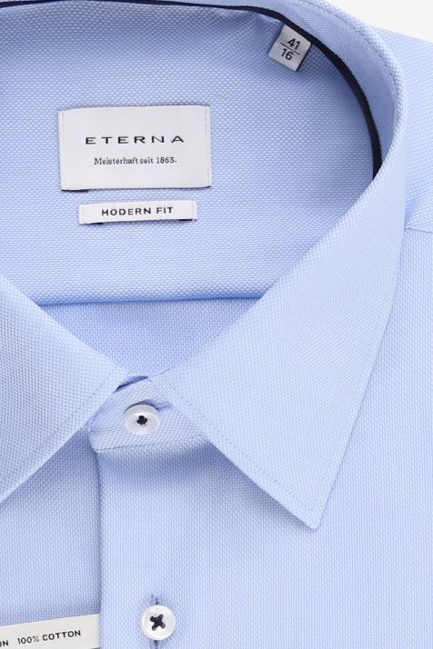Hemd Herren Eterna Classic Einfarbig 100% Baumwolle kragen Italienisch Lange Ärmel