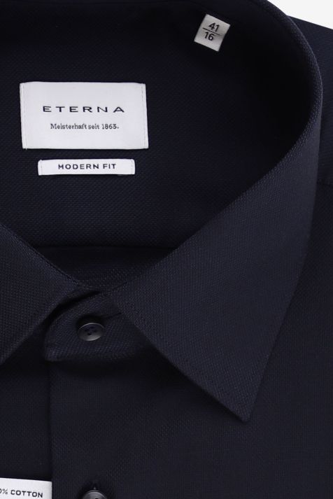 Hemd Herren Eterna Classic Bügelfreie Einfarbig 100% Baumwolle kragen Italienisch Lange Ärmel