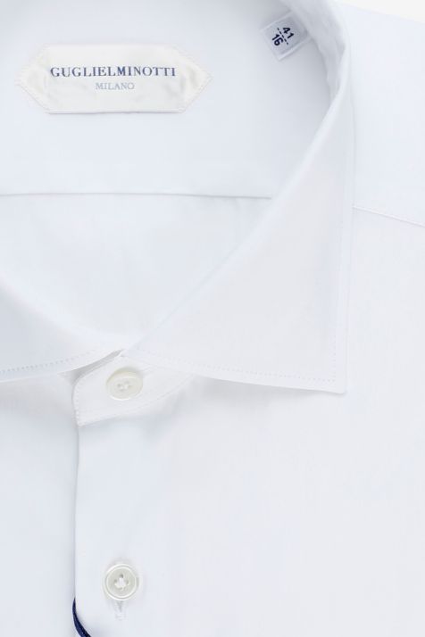 Men's Shirt Guglielminotti Slim Plain 72% cotton 3% elastan 25% pa collar French Long sleeve