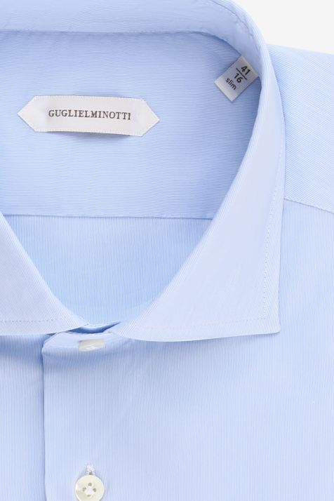 Hemd Herren Guglielminotti Slim Halb Unifarben 65% Baumwolle, 35% Nylon kragen Französisch Lange Ärmel