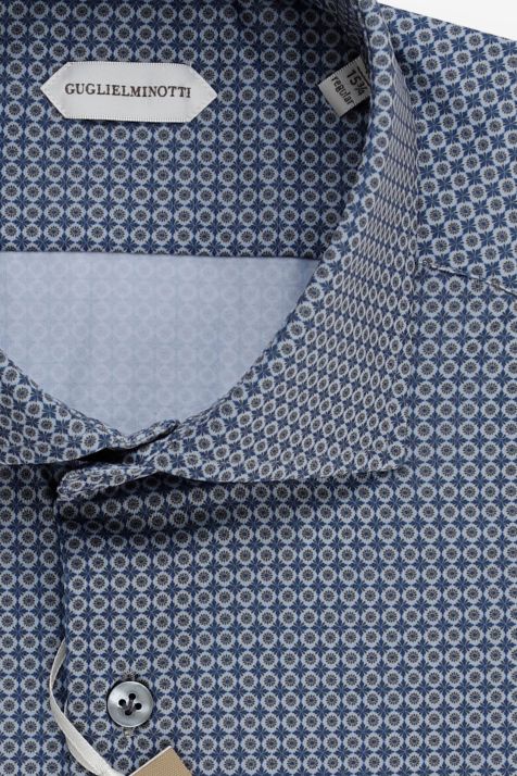 Hemd Herren Guglielminotti Regular Halb Unifarben 85 % Polyamid, 15 % Elastan kragen Französisch Lange Ärmel