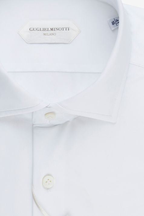 Men's Shirt Guglielminotti Regular Plain 85% poliammide 15% elastam collar Italian Long sleeve