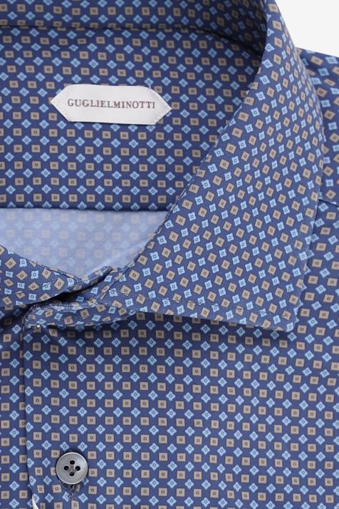 Camisa Hombre Guglielminotti Regular Diseño  85% poliamida 15% elastano cuello Francés Manga larga