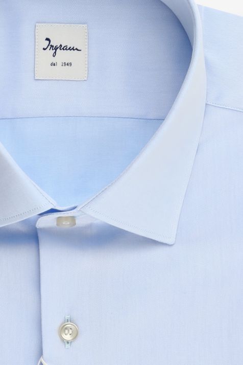Camisa Hombre Ingram Slim Lisa 100% algodón cuello Francés Manga larga