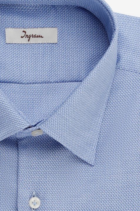 Men's Shirt Ingram Slim Semi-plain 100% cotton collar Italian Long sleeve