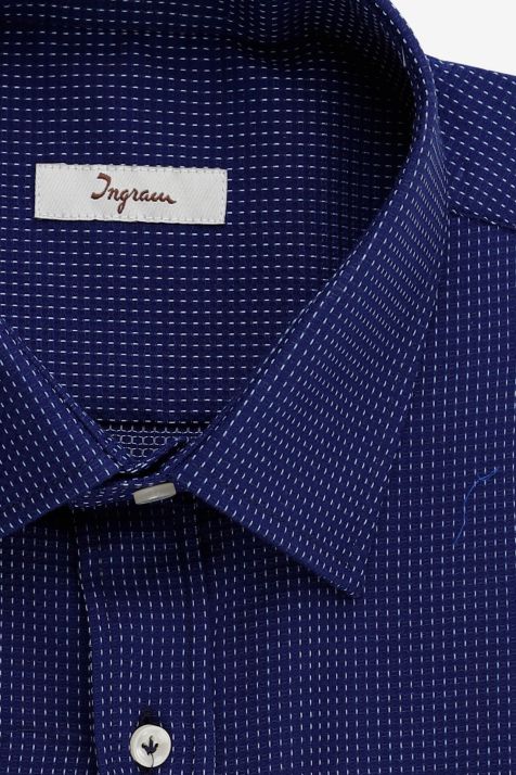 Hemd Herren Ingram Classic Halb Unifarben 100% Baumwolle kragen Italienisch Lange Ärmel