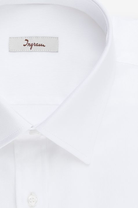 Hemd Herren Ingram Classic Halb Unifarben 100% Baumwolle kragen Italienisch Lange Ärmel