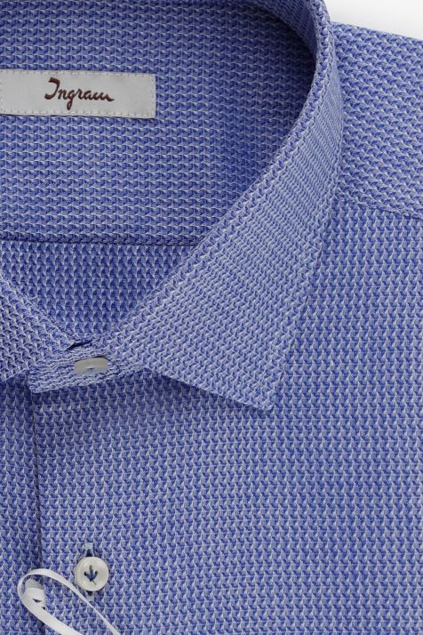 Men's Shirt Ingram Regular Semi-plain 100% cotton collar French Long sleeve