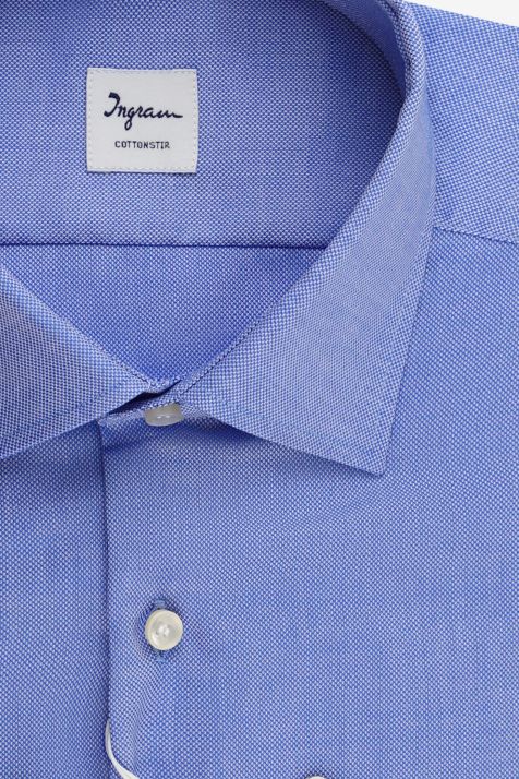 Chemise Homme Ingram Regular Sans Repassage Uni 100% coton col Italien Manche longue
