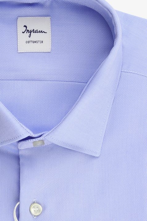 Chemise Homme Ingram Slim Sans Repassage Uni 100% coton col Italien Manche longue