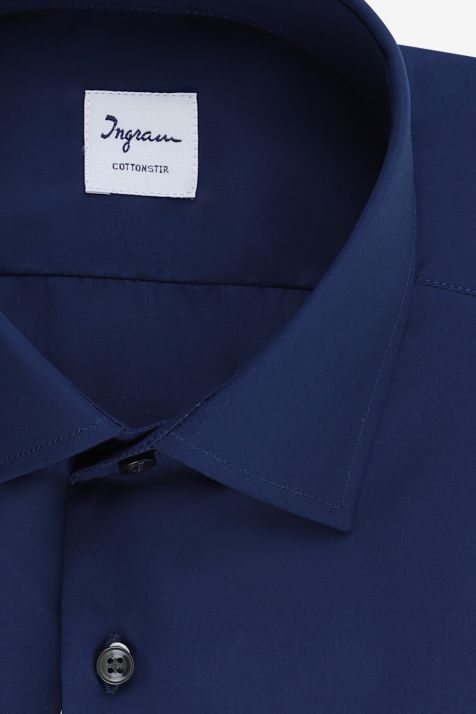 Chemise Homme Ingram Regular Sans Repassage Uni 100% coton col Italien Manche longue