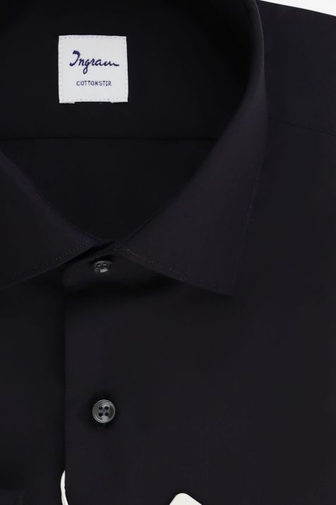 Chemise Homme Ingram Slim Sans Repassage Uni 100% coton col Italien Manche longue