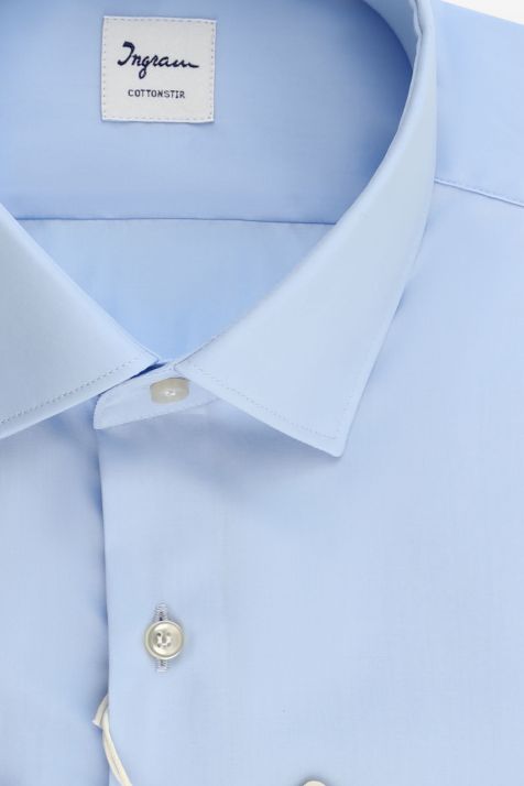Men's Shirt Ingram Slim Not Iron Plain 100% cotton collar French Long sleeve