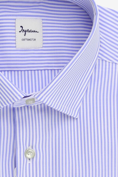 Camisa Hombre Ingram Regular No Plancha Rayas 100% algodón cuello Francés Manga larga