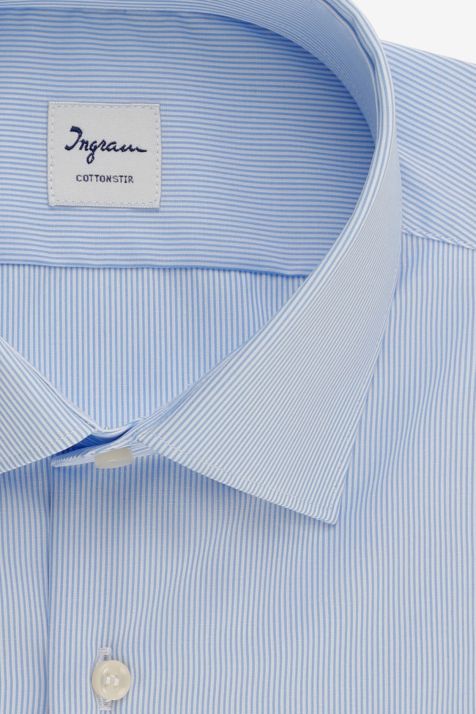Camisa Hombre Ingram Slim Rayas 100% algodón cuello Francés Manga larga