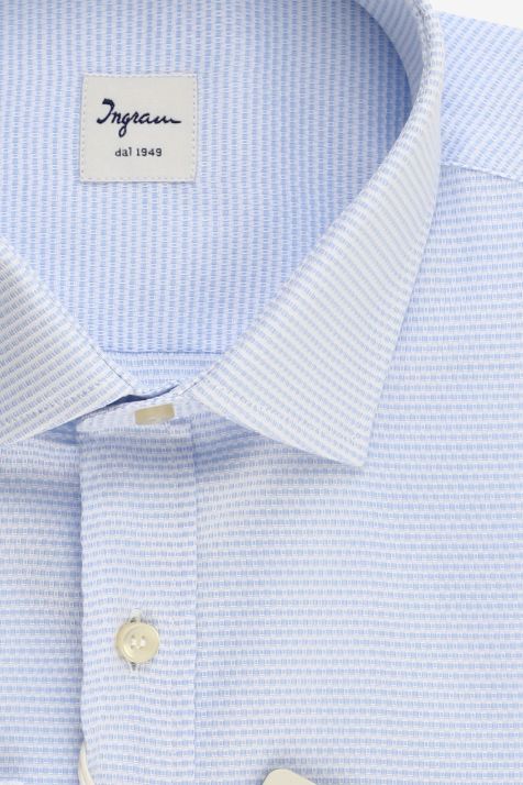 Men's Shirt Ingram Classic Semi-plain 100% cotton collar French Long sleeve