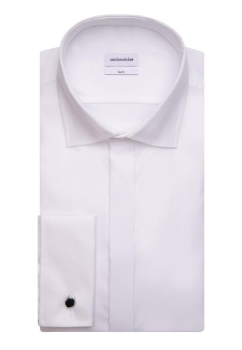 Men's Shirt Seidensticker Slim Not Iron Plain collar Italian Long sleeve