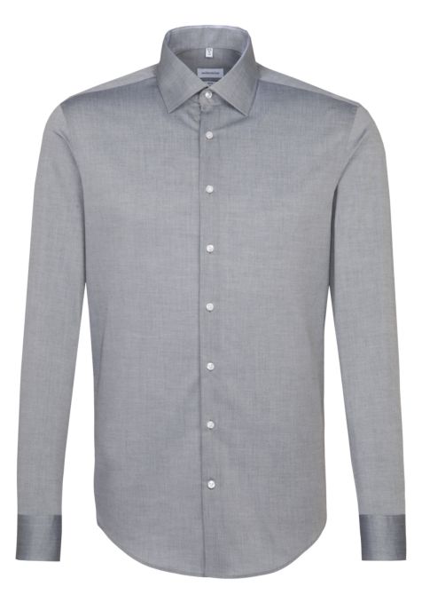Camisa Hombre Seidensticker Slim No Plancha Lisa cuello Italiano Manga larga
