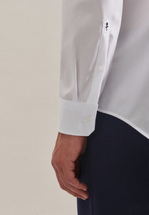 Men's Shirt Seidensticker Slim Not Iron Plain collar Italian Long sleeve