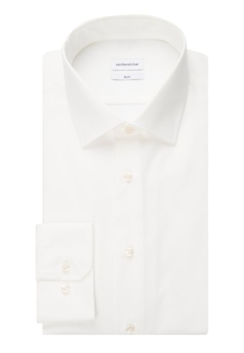 Men's Shirt Seidensticker Slim Not Iron Plain collar Italian Long sleeve