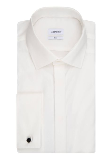 Men's Shirt Seidensticker Slim Not Iron Plain collar Italian Long sleeve