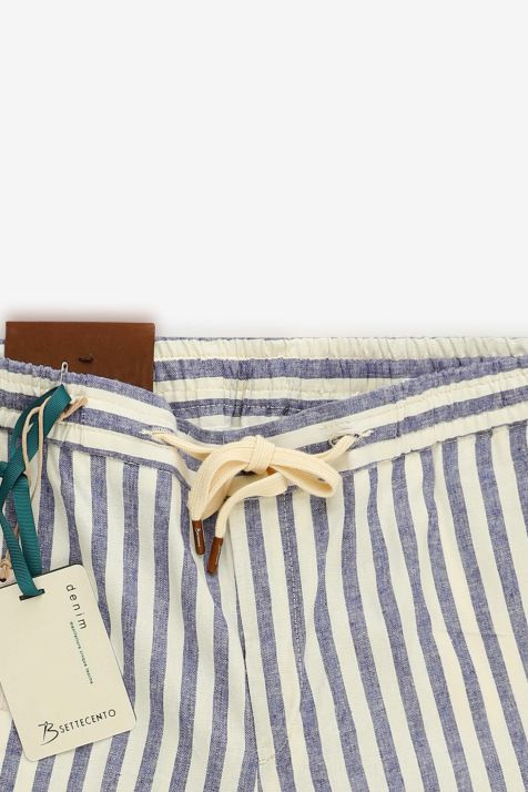 Pantalon Hombre B-Settecento Bermudas Slim Rayas 55% Algodón, 44% Lino, 1% Elastano