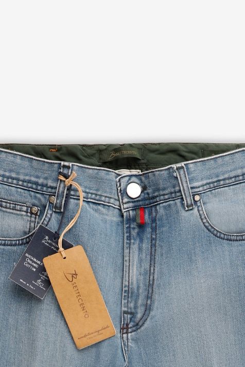 Hose Herren B-Settecento 5 Pocket Slim Einfarbig 98 % Baumwolle, 2 % E-Leder