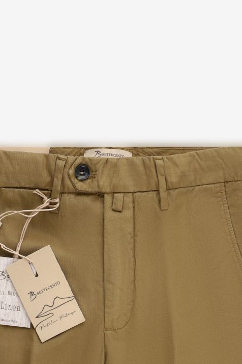 Men's Trouser B-Settecento Chino Slim Plain 63% cotton 35% linen 2% ea