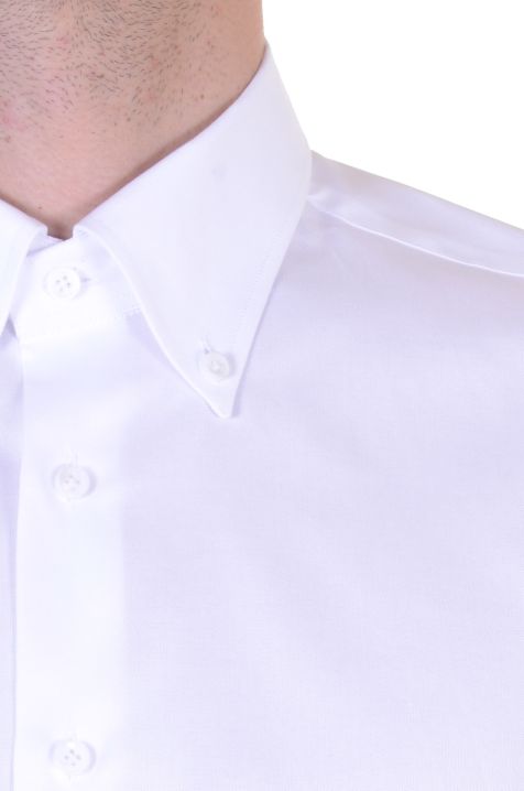 Men's Shirt Carrel Regular Plain 100% cotton collar Button down Long sleeve